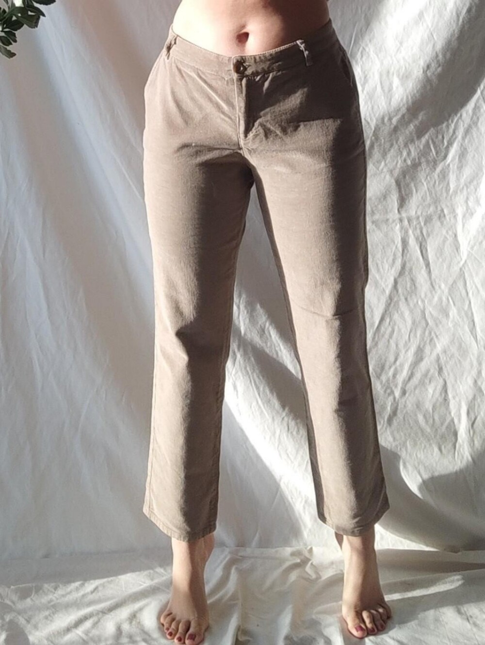 Zhelda Light Brown Corduroy Straight Leg Pants
